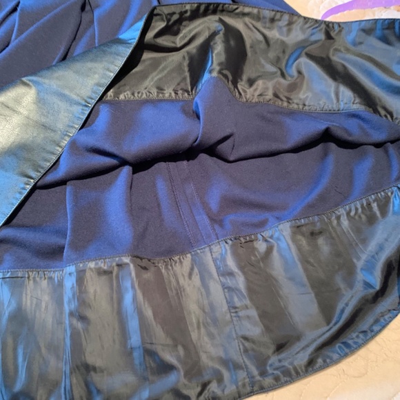 Calvin Klein Faux Leather Trim Fit&Flare Dress Blue/Black Size 12 - Picture 10 of 11